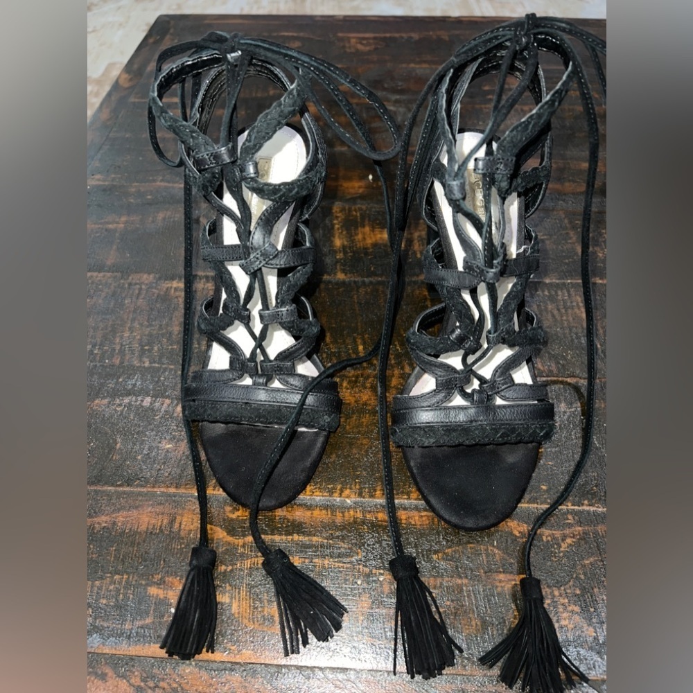 BCBGeneration Ronny Black Block Heel Strappy Sandal